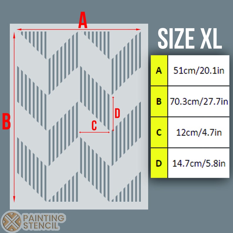 Herringbone Wall Stencil Scandinavian Design Wall Stencils - Etsy