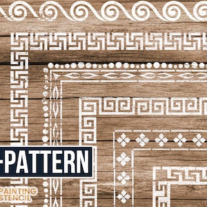 Border Template Set With corners, Large a4 Border Stencil Set ,Greek Borders, Border Stencils for Furniture, Edge Stencils Furniture,