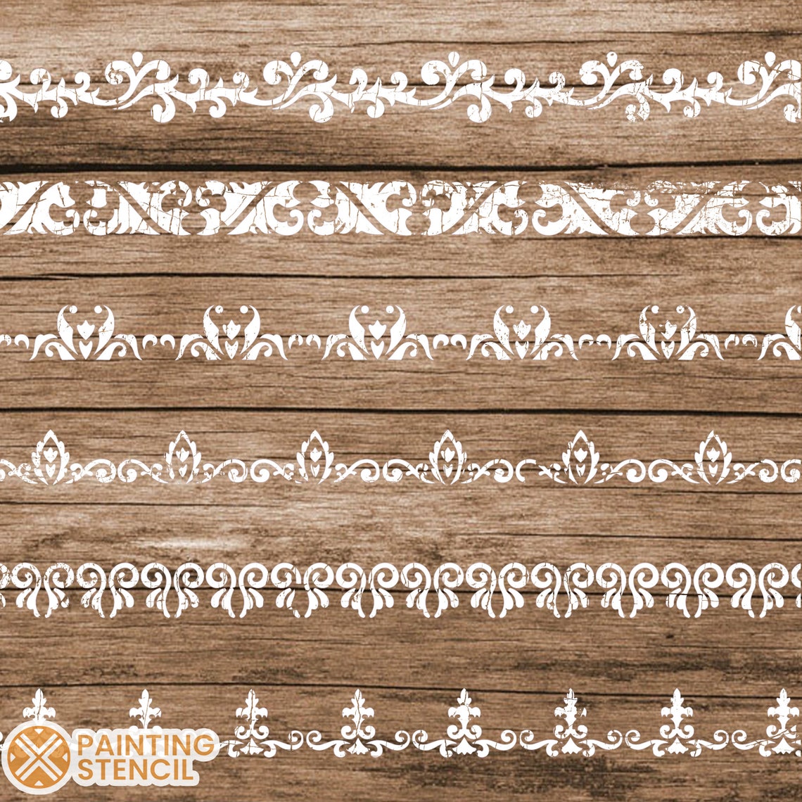 Large Flower Border Stencils, Border Stencils for Wood , Paisley Border