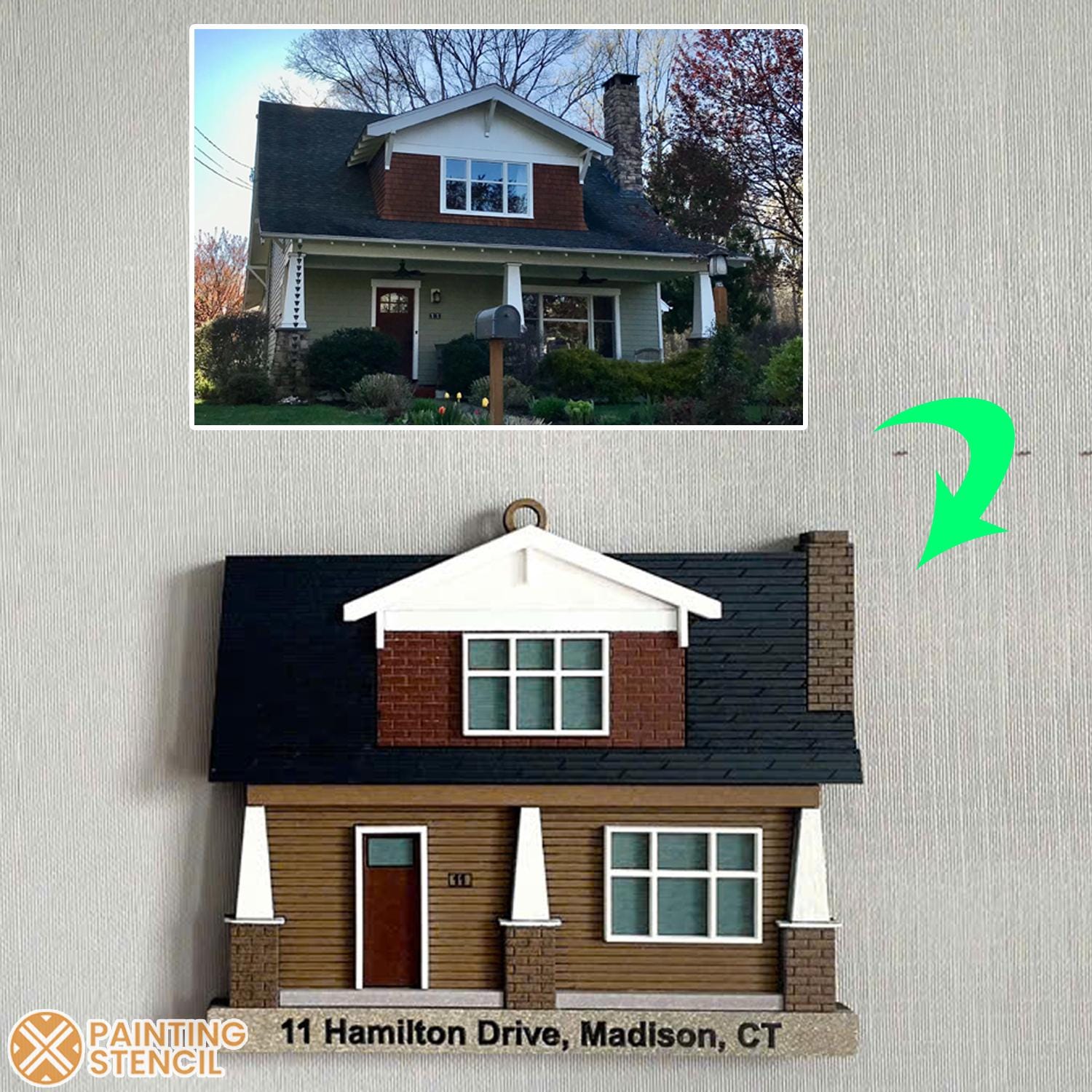 Petites maisons personnalisées, Portraits de maisons personnalisées, Maison en bois personnalisée, Réplique de maison personnalisée, Ornement de maiso