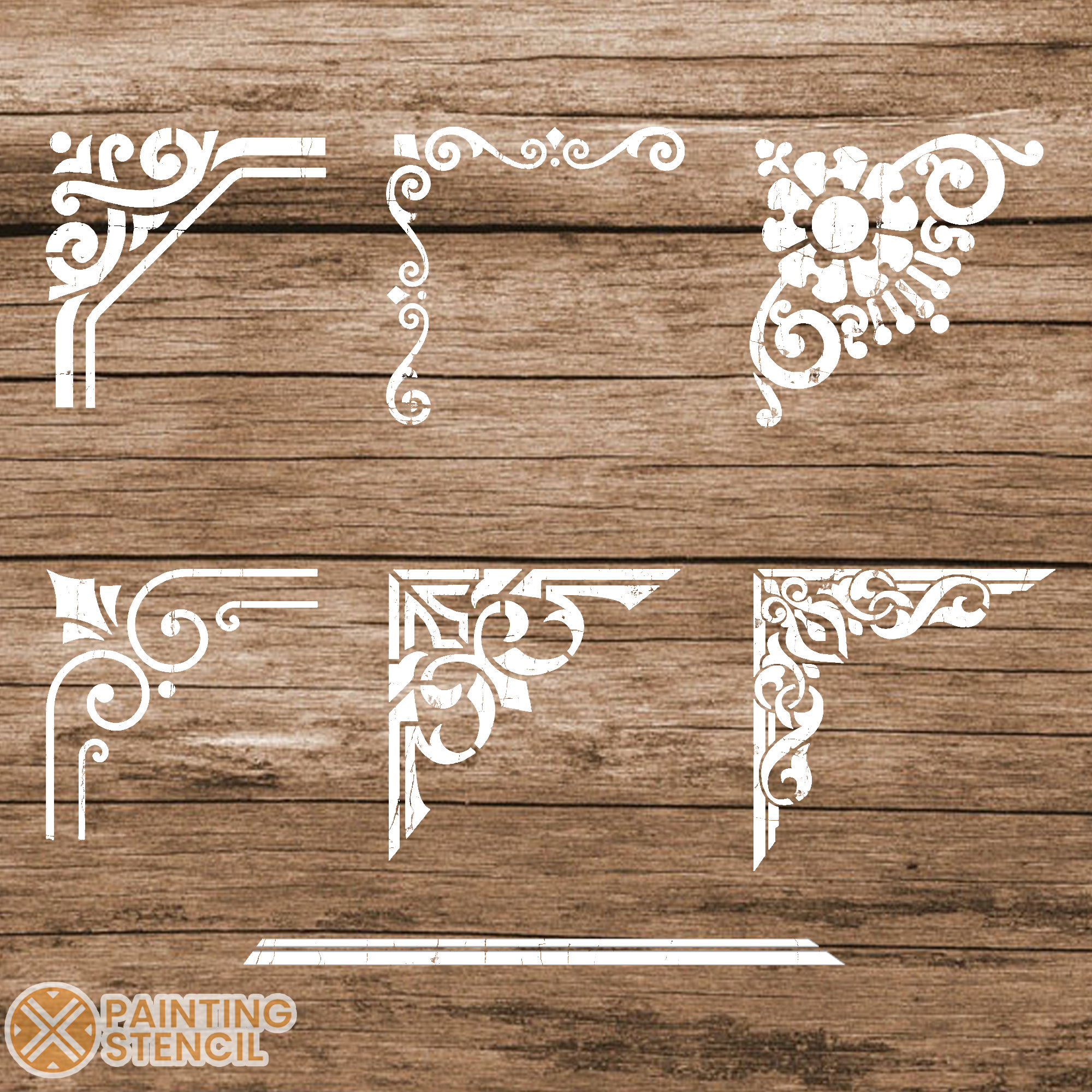 Set of 6 Corner Frame Stencils, Set of 6 Stencil Templates, Victorian