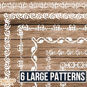 Greek Key Stencil , Greek Border Stencil Set, Large Flower Border Stencils, Border Stencils with Corners, Border Stencils for Painting
