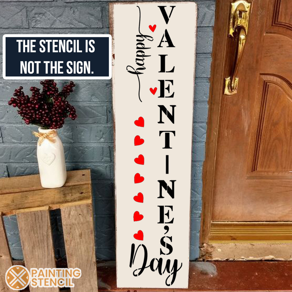 Funny Valentine's Day Wooden Porch Sign - 'Happy Valentine's Day' Leaner Stencil, 6x16 Inch Home Decor Gift - View #12
