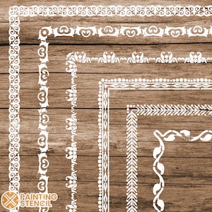 Victorian border stencil, Stencils for Furniture, Border Stencils for Wood,Border Stencil Set With Corners, Corner and Border stencils,
