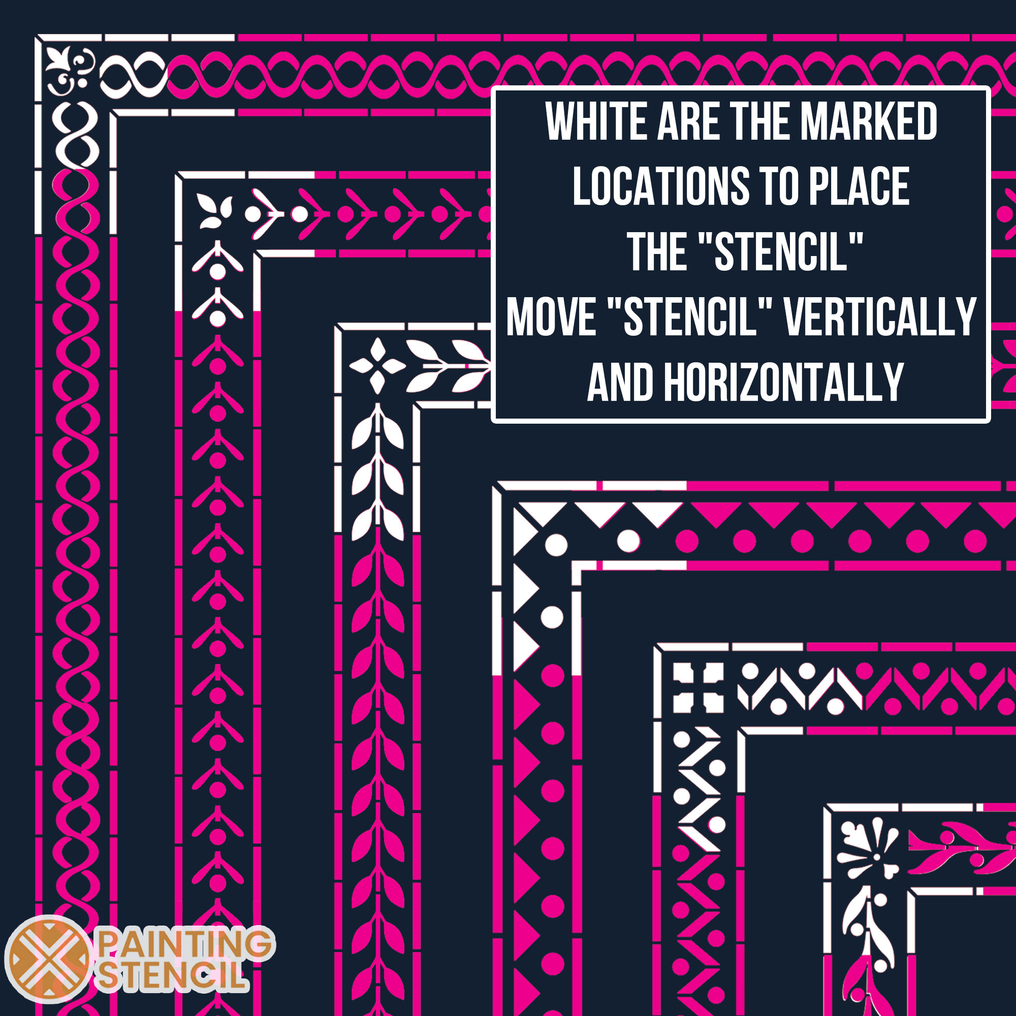 Border Stencil Set With Corners, Corner and Border Stencils, Victorian