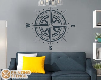 Compass Rose Stencil, Compass Stencil Reusable Compass Painting Stencil Wall Decor Stencil ,  Large Wall & Floor Painting Stencil