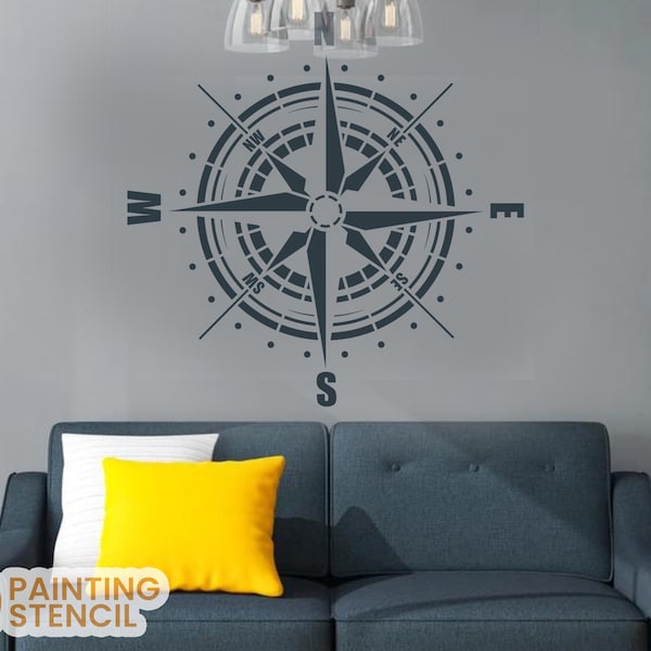 Compass Rose Stencil, Compass Stencil Reusable Compass Painting Stencil Wall Decor Stencil ,  Large Wall & Floor Painting Stencil