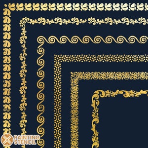 Victorian Border Stencil Set, Corner and Border Stencils, Victorian Border Stencil, Deco Furniture Stencil, Border Stencils for Wood