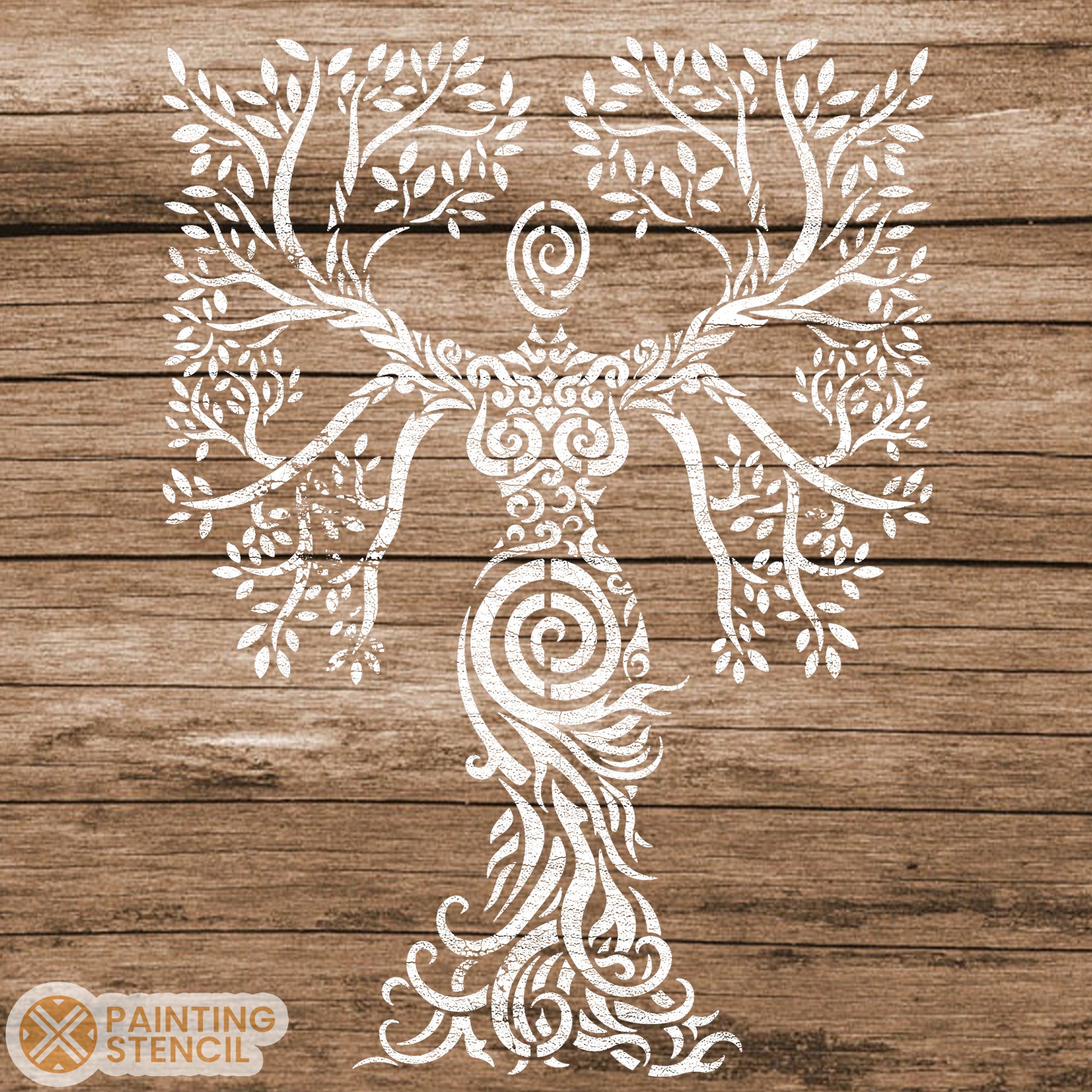 Woman Tree Stencil , Tree of Life Stencil, Yggdrasill Stencil, Tree ...