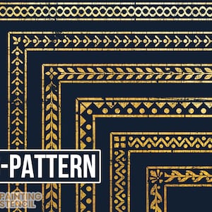 Border Stencil Set With Corners, Corner and Border stencils, Victorian border stencil, Stencils for Furniture, Border Stencils for Wood