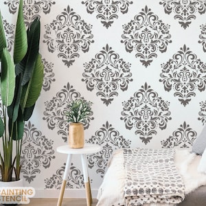 Damask Pattern Wall Stencil - Damask Stencil, Pattern Stencil, Damask Walls, Damask For Wall, Damask Wall Stencil, Furniture & Fabric