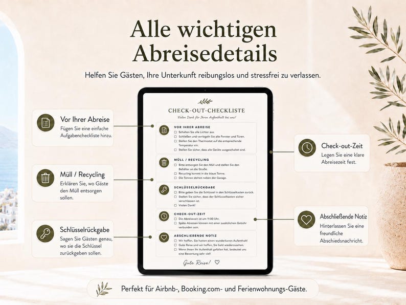 Airbnb Check-out-Checklisten-Generator | Bearbeitbarer Abreiseleitfaden für Gäste, druckbares PDF & digitale HTML-Datei bild 5