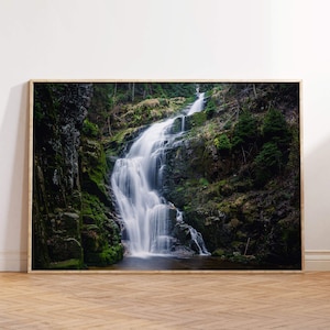 Fotografia naturalistica cascata paesaggio arte, stampa cascata orizzontale, opera d'arte originale, nuovo arredamento per la casa, poster paesaggio senza cornice,