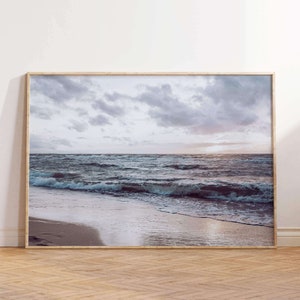 Sunset Sea Landscape Photography Print, Boho Wall Art, Decor For Living Room, Sunset At Sea, Neutral Beach Print, Original Artwork