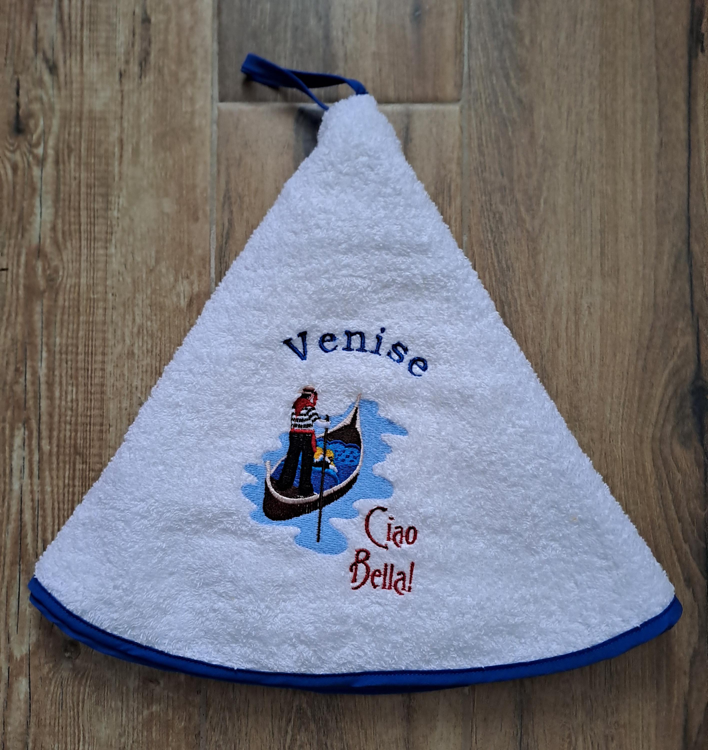 Cotton terry hand towel, diameter 65 cm. Handmade.