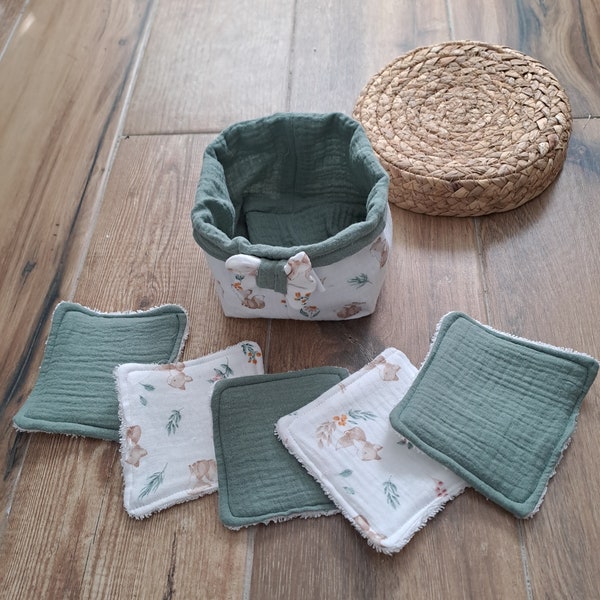 Panier et  10 lingettes lavables bébé