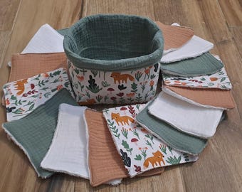 Lingettes lavables, avec ou sans panier.Fait main.
