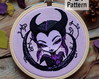Handstickerei Muster, PDF Stickdatei, Gothic Stickrahmen, dunkle Fee, Gothic Stickrahmen, Stickmuster