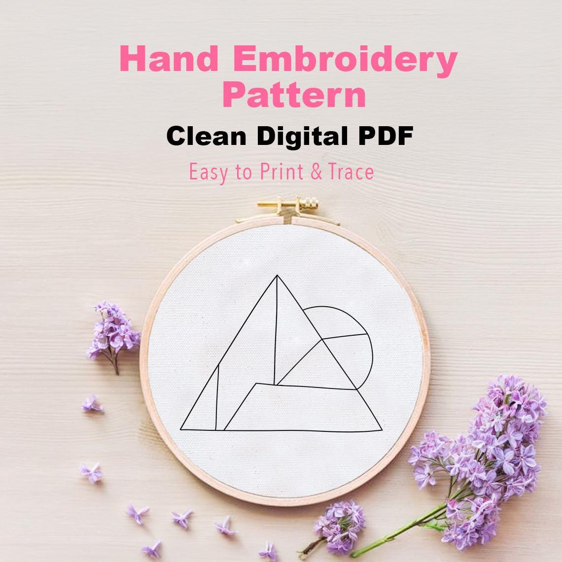 Hand Embroidery Pattern PDF, Minimalist Triangle, Modern Geometric Nature Embroidery Design, DIY ...