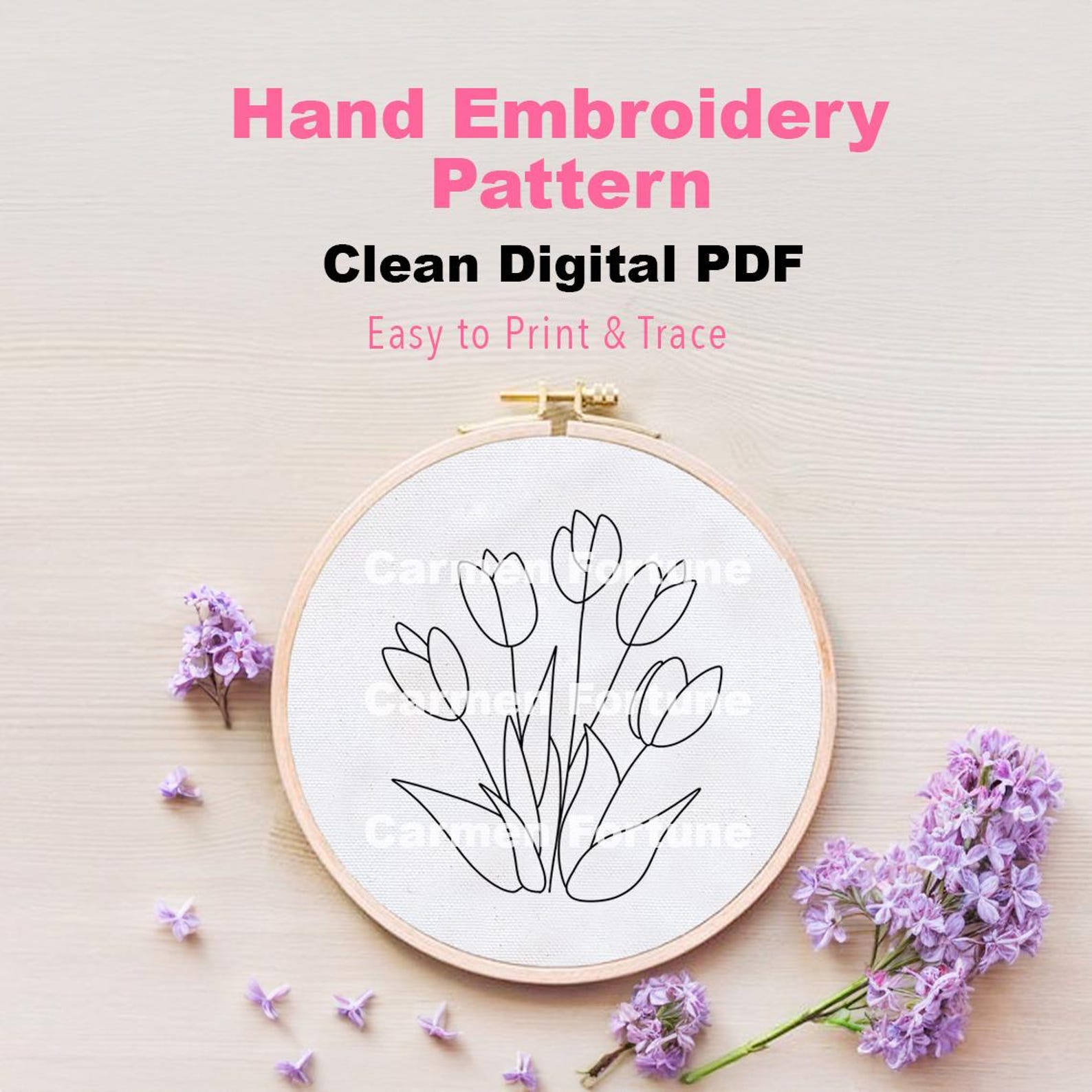 Tulip Hand Embroidery Pattern PDF, Flower Embroidery, DIY Hoop Art for ...