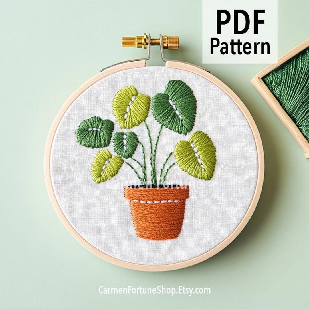 Hand Embroidery Pattern PDF, Potted Plant Embroidery, DIY Botanical ...