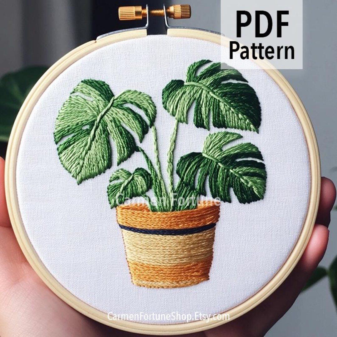 Hand Embroidery Pattern PDF, Potted Plant Embroidery, DIY Botanical ...
