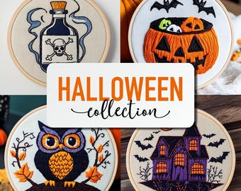 HALLOWEEN BUNDLE 50 Patterns, Halloween Embroidery Designs, Hand Embroidery Patterns, Hand Embroidery PDF, Lifetime Access