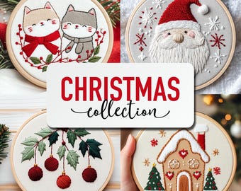 Christmas BUNDLE +80 Patterns, Christmas Embroidery Designs, X-mas Hand Embroidery Patterns, WInter Hand Embroidery Pdf, Lifetime Access