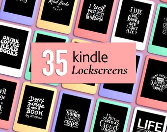 35 Kindle Lock screens | epub DIGITAL DOWNLOAD | eReader Wallpaper Screensaver | Full Screen