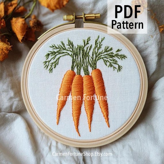 【釣鐘にんじん様オーダー専用ページ】リネン刺繍 にんじんの手刺繍パターンPDF、野菜の刺繍、初心者向けDIYキッチン