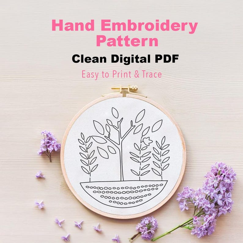 Hand Embroidery Pattern PDF, Autumn Tree and Leaves Embroidery Design ...