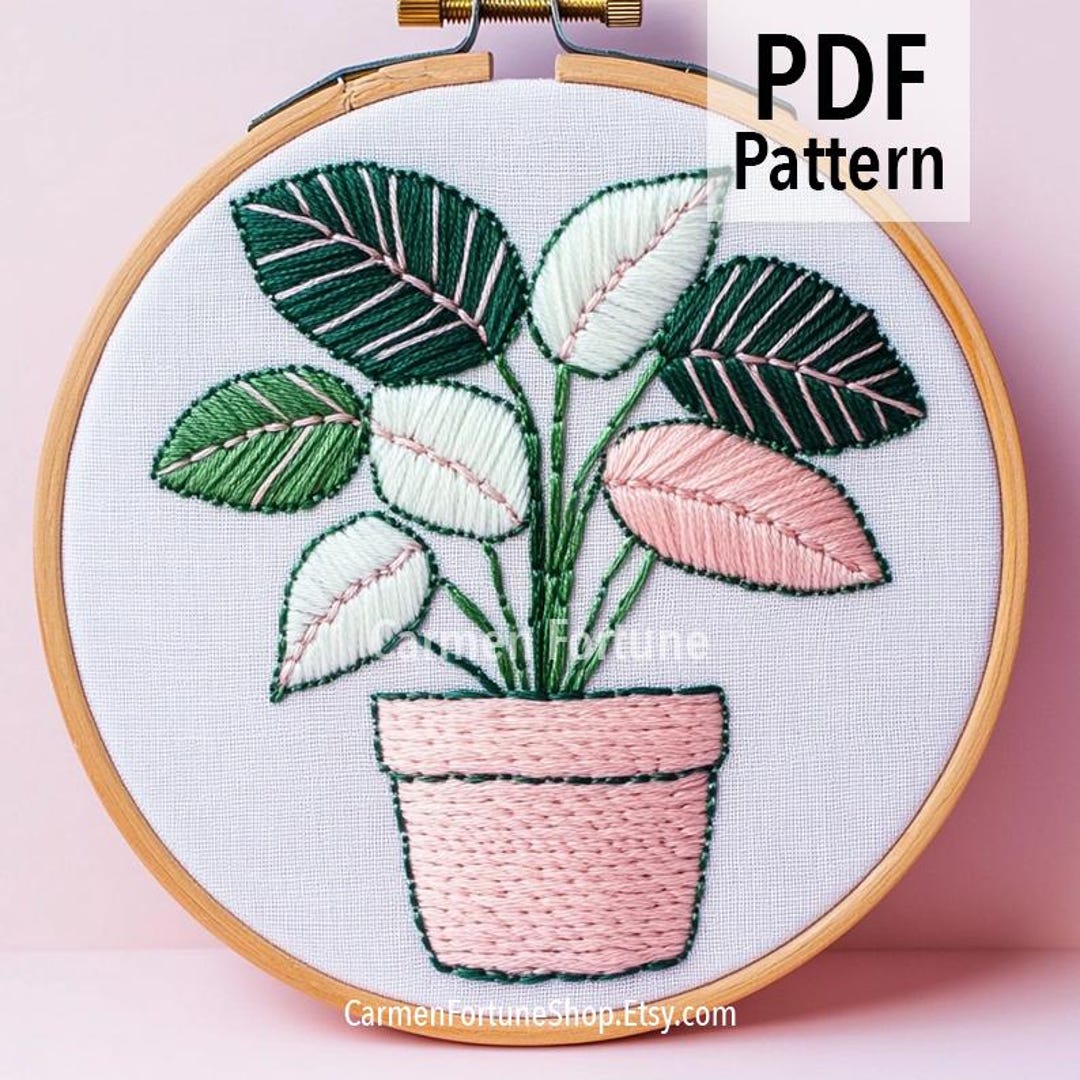 Hand Embroidery Pattern PDF, Potted Plant Embroidery, DIY Botanical ...