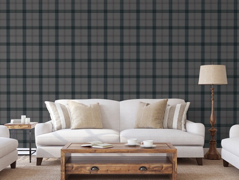 Textured Plaid Wallpaper, 3D Embossed Tartan Wallpaper, Wallcovering