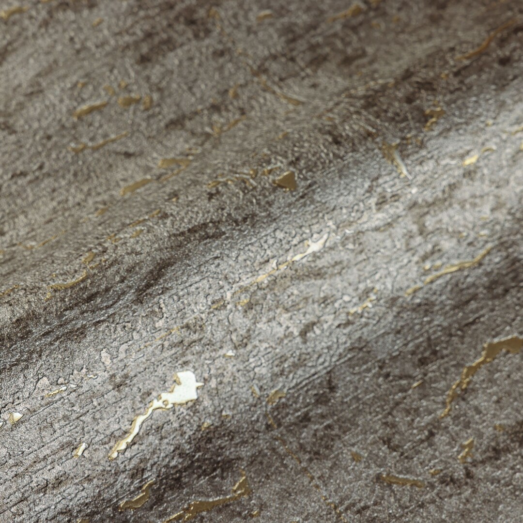 Modern Cork Dark Gray Embossed Wallpaper, Gold Shiny Rich Textured