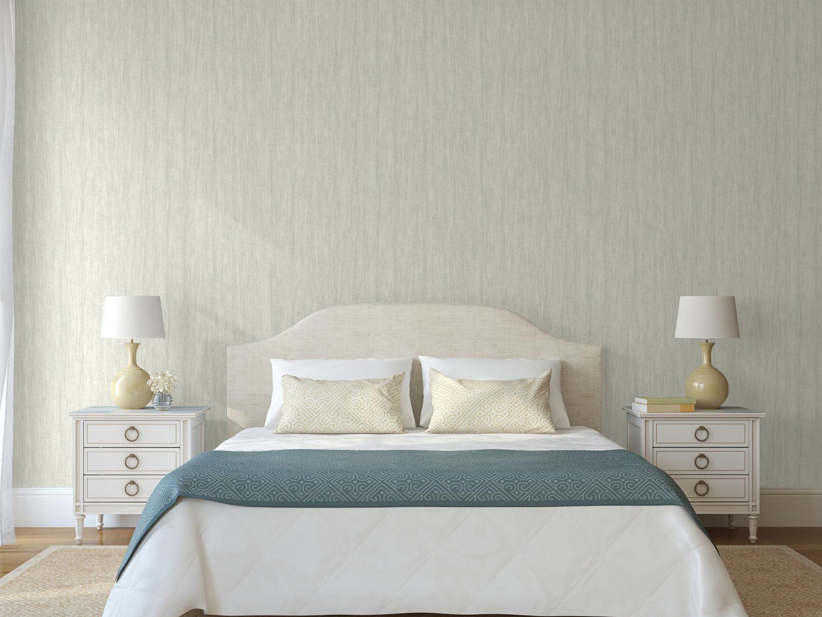 Modern Ivory Grasscloth Wallpaper, Embossed Textured Wallpaper, Large