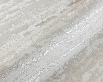 Modern White Silver Distressed Embossed Wallpaper, 3D Shiny Textured Wallcovering, Sturdy Non-Woven, Non-Pasted, Extra Wide 178 sq ft Roll