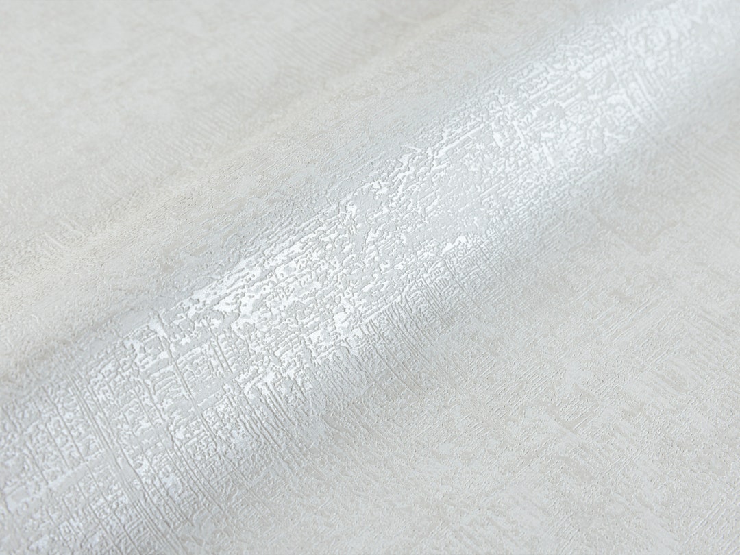 Modern Plain White Embossed Wallpaper Textured Shimmering Etsy