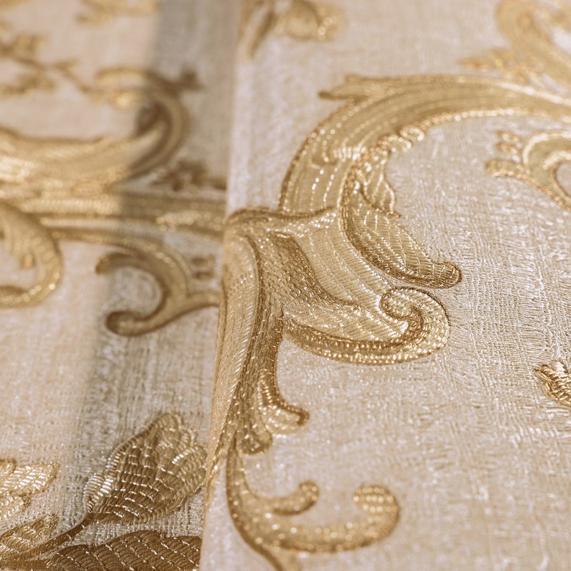 Luxury Damask Deep Embossed Textured Floral Wallpaper, Extra Wide 114 ...