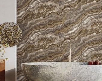 Modern Dark Marble Shiny Wallpaper, Home Wall Decor, Luxury Modern Wallpaper, Textured Wallcovering Non-Adhesive, Large 177 sq ft Roll