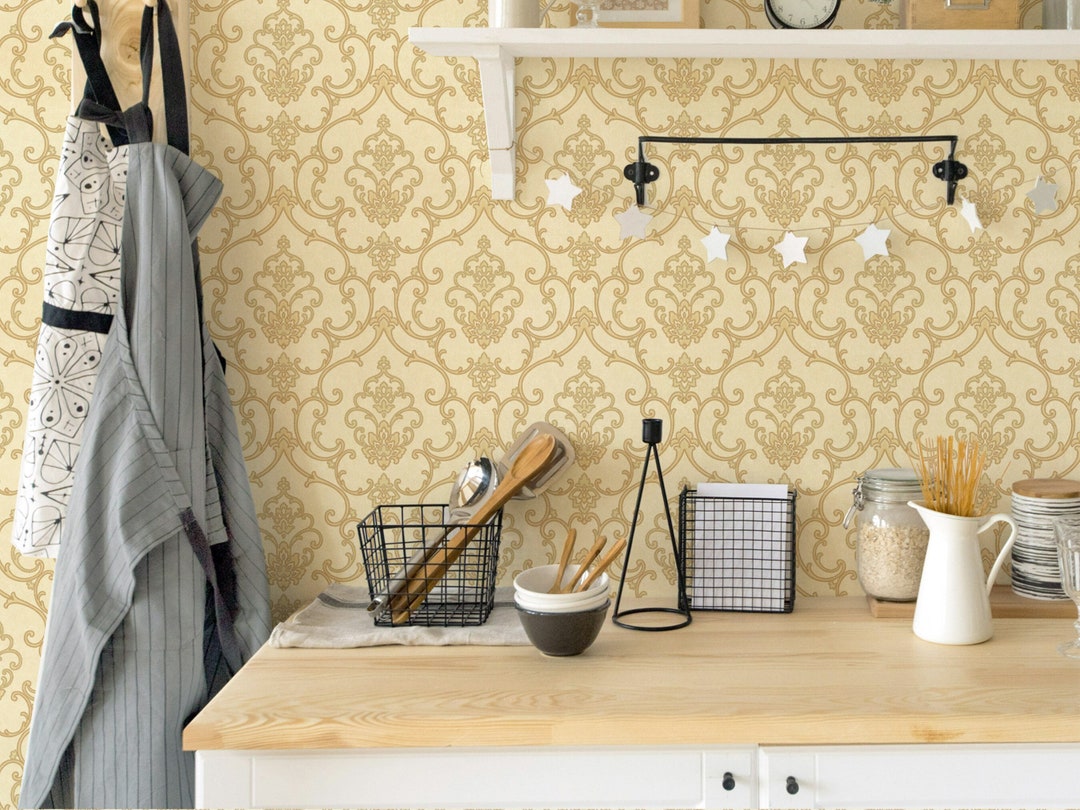 Elegant Damask Embossed Wallpaper 3D Textured Wallcovering Etsy