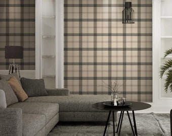 Textured Plaid Wallpaper, 3D Embossed Tartan Wallpaper, Wallcovering, Large 178 sq ft, Wall Decor, Washable, Removable, Washable, Removable