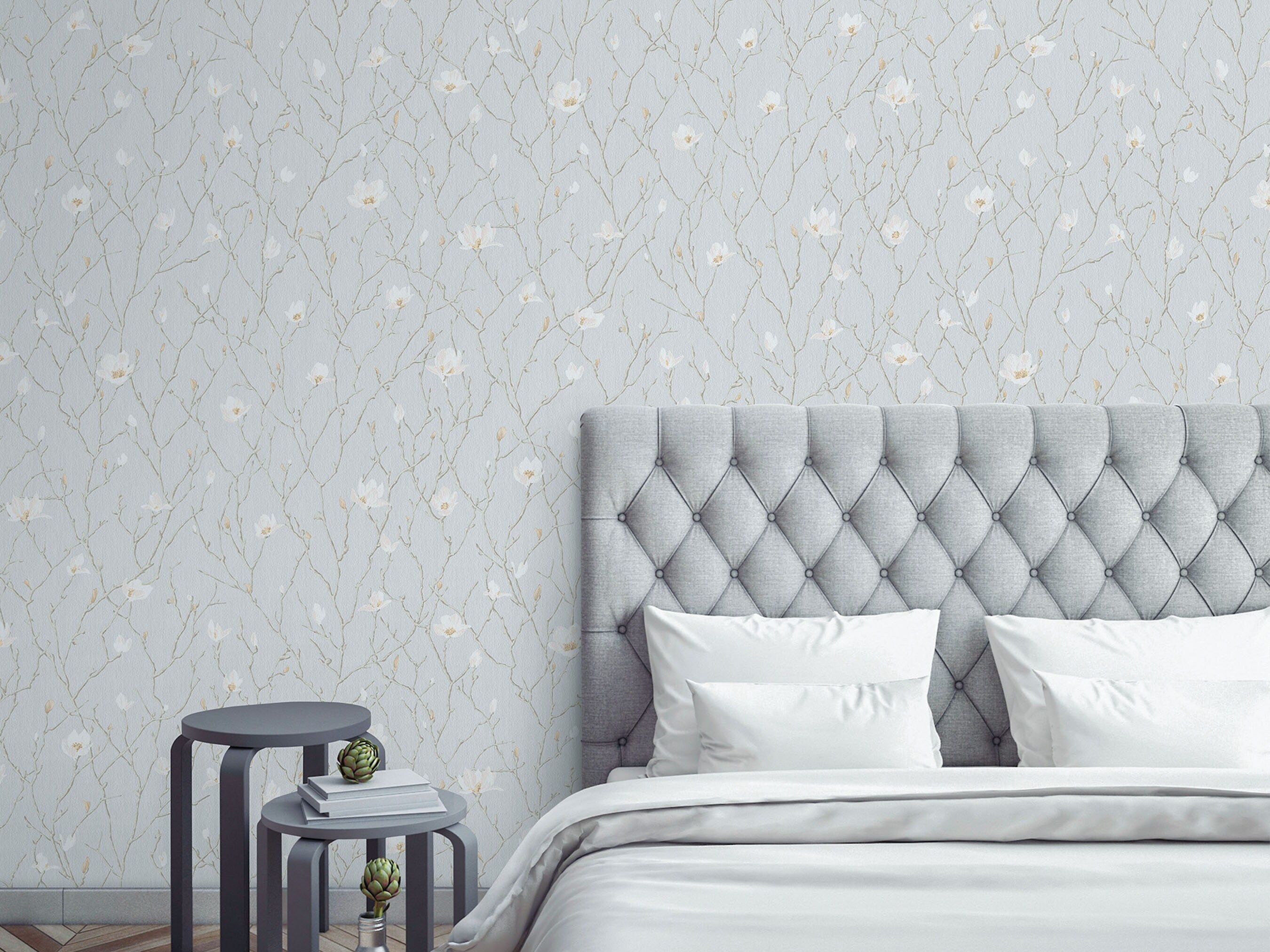 Modern Embossed Sparkled Gray Wallpaper Home Wall Decor Etsy