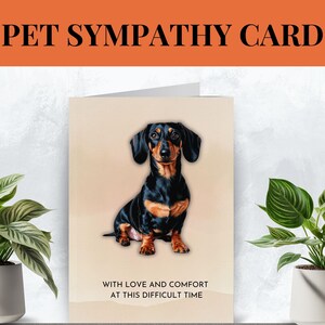 Biglietto di condoglianze per bassotto, biglietto di lutto per animali domestici, lutto per la perdita di un cane, biglietto digitale stampabile per cane, carta per condoglianze per animali domestici, bassotto