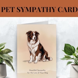 Biglietto di condoglianze per Border Collie, lutto per animali domestici, lutto per la perdita di un cane, biglietto digitale stampabile per cane, carta per condoglianze per animali domestici