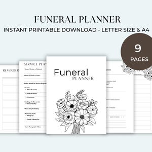 Simple DIY Funeral Planning Organizer, Printable Celebration of Life Planner, Bereaved Memorial Service, End of Life, Family Death Recorder