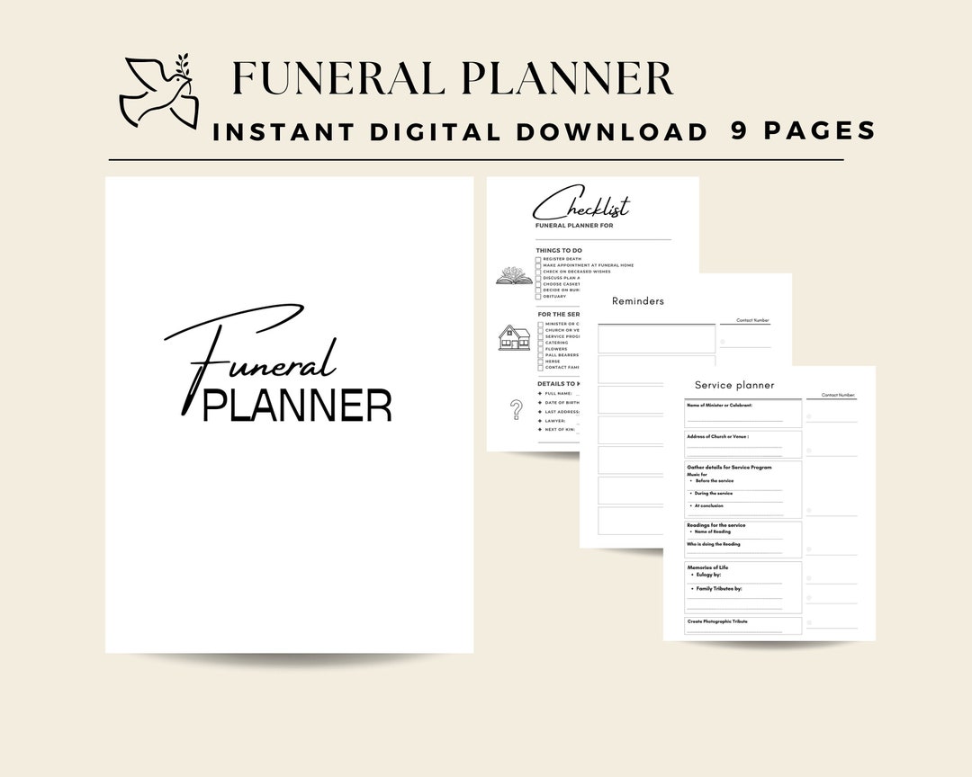 Minimalist Funeral Planner Bundle for Organizing Family Funerals Minimalist Funeral Planner Bundle for Organizing Family Funerals
