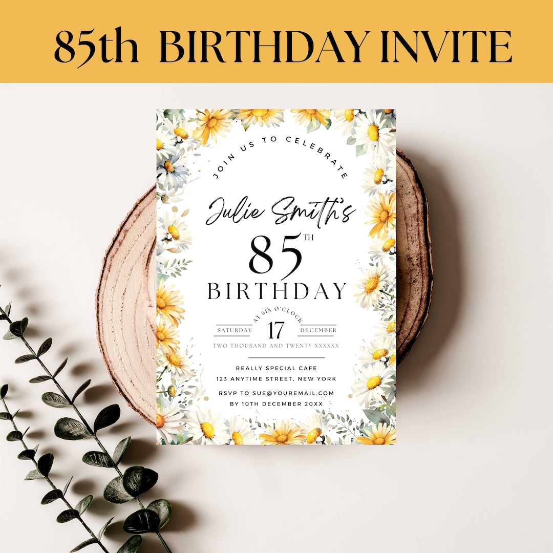 Customized Happy 85th Birthday Invite, 85th Birthday Invitation ...
