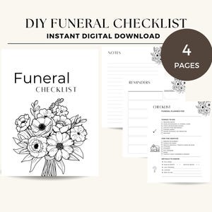 Simple Funeral Checklist, DIY Planner , Printable Celebration of Life Planner, Bereaved Memorial Service, End of Life, Family Death Recorder