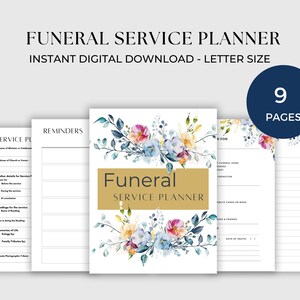 Simple DIY Funeral Service Planning Organizer, Printable Celebration of Life Planner, Bereaved Memorial Service, End of Life, Family Death