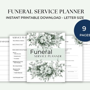 Simple DIY Funeral Service Planning Organizer, Printable Celebration of Life Planner, Bereaved Memorial Service, End of Life, Family Death